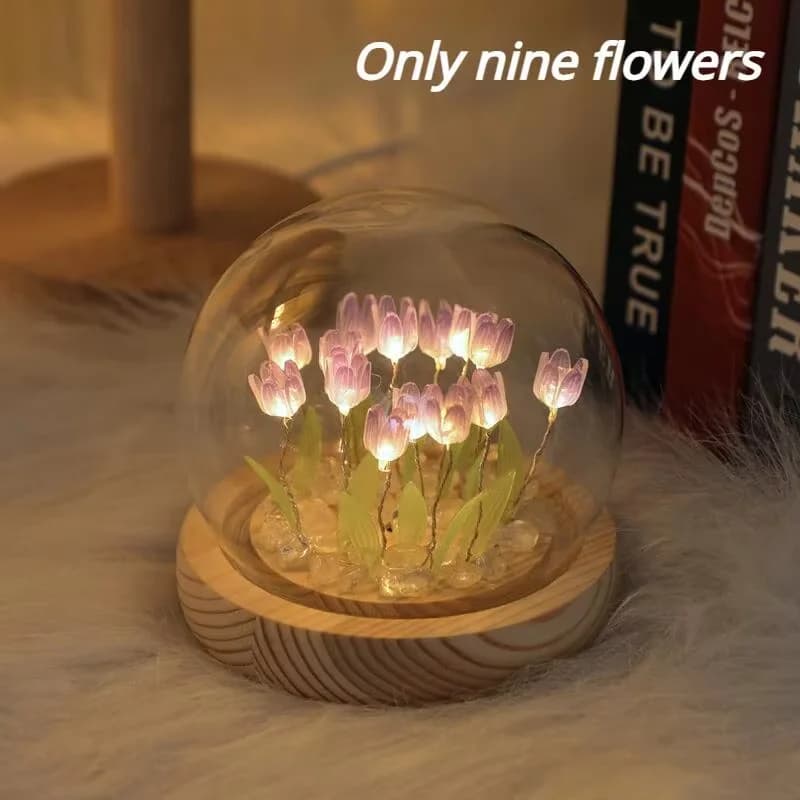 Bộ DIY đèn ngủ hoa tulip mini, đồ handmade trang trí nhà cửa