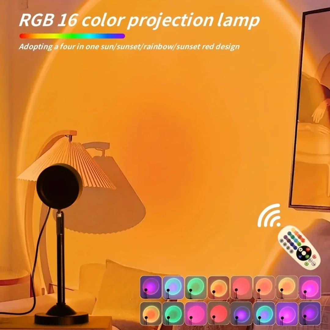 Đèn chiếu hoàng hôn RGB USB mini kèm điều khiển từ xa