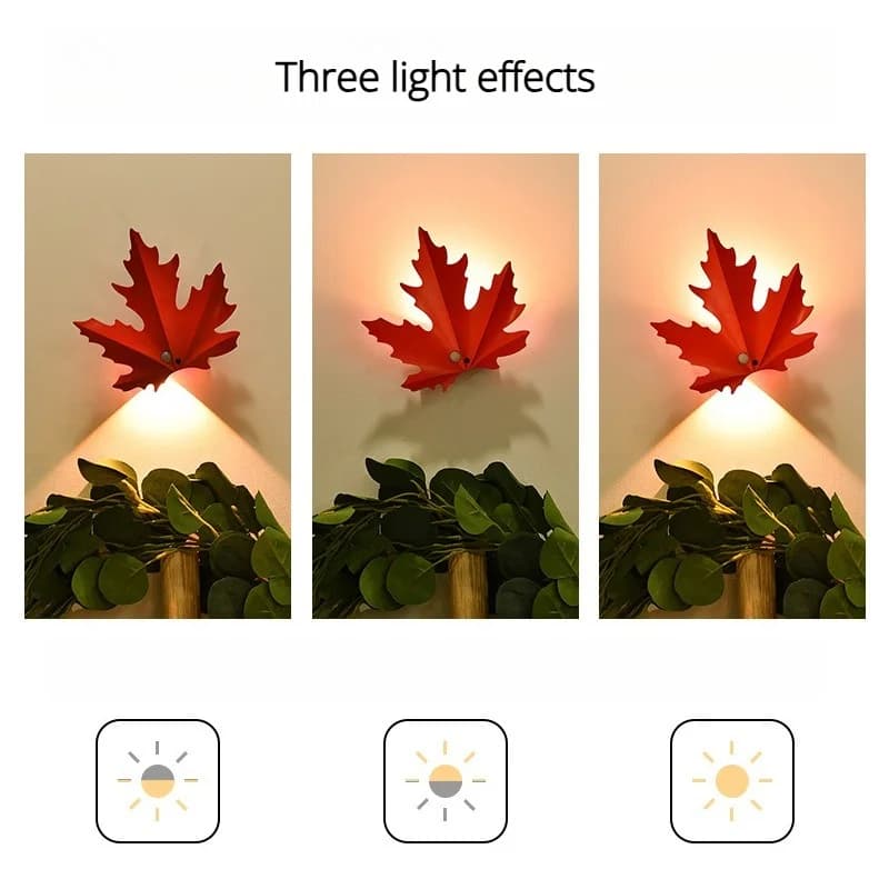 Đèn tường LED hình lá phong sạc pin có cảm biến chuyển động