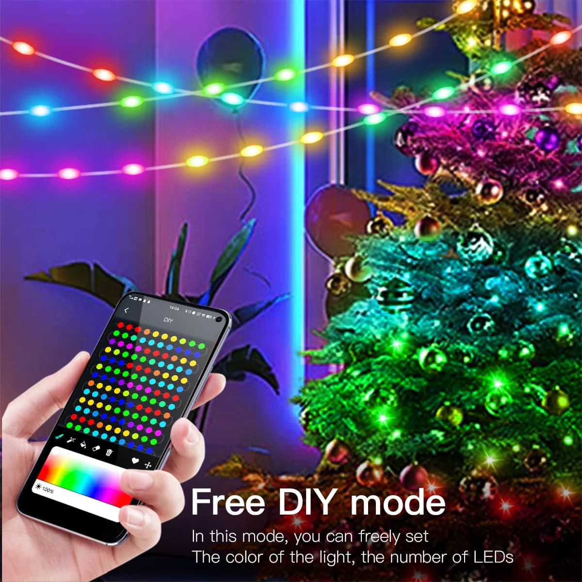 Dây LED RGBIC Bluetooth 20M, USB