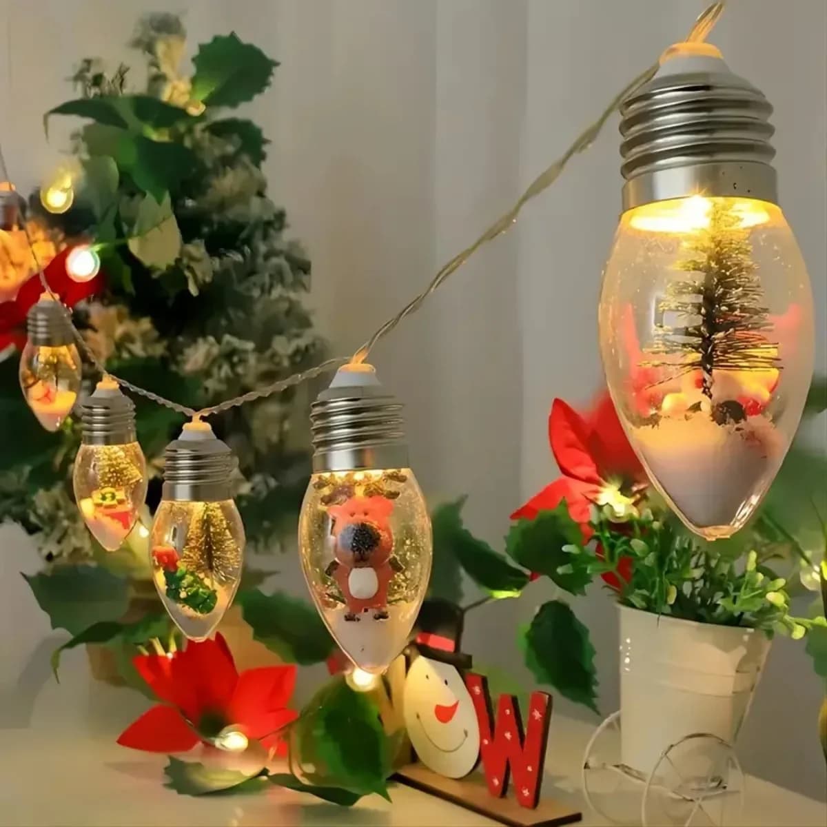 Dây đèn LED Giáng sinh ánh sáng trắng ấm, chạy pin