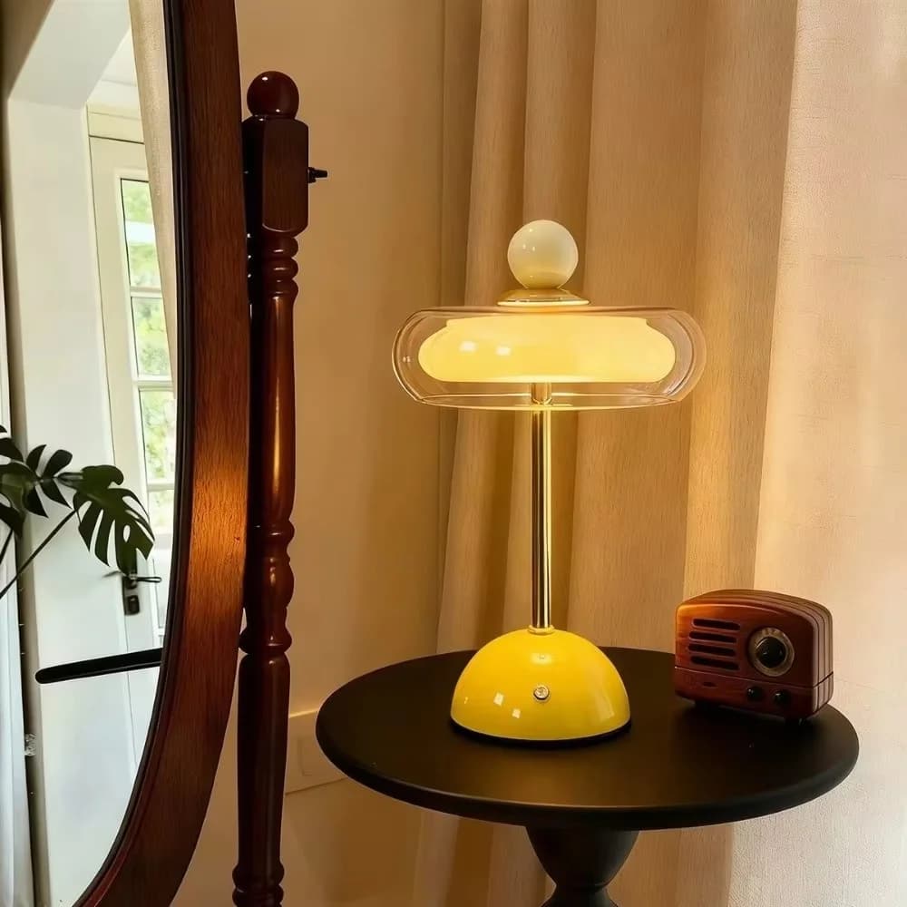 Đèn bàn cảm ứng kính sạc được, điều chỉnh độ sáng