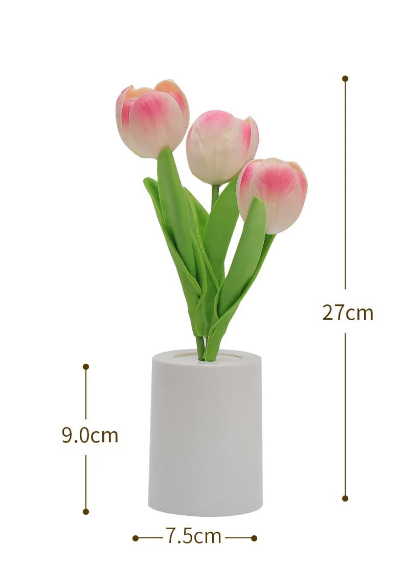 Đèn ngủ LED mô phỏng bó hoa tulip ánh sáng vàng