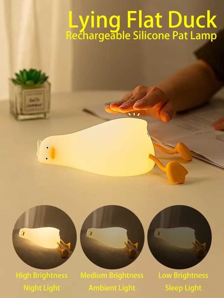 Đèn Ngủ Đầu Giường Hình Vịt Silicon Sạc Được